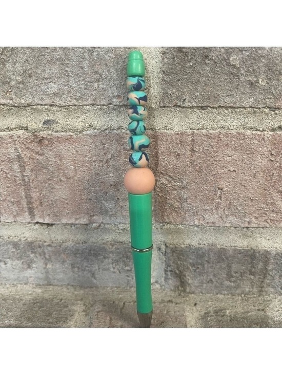 Other - Handcrafted Green and Multicolor Beaded Pen